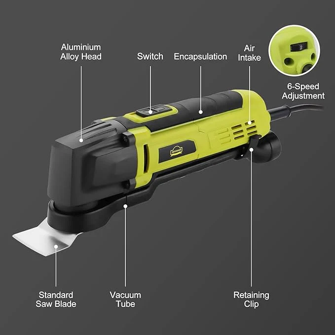 DEWINNER Oscillating Multi-Tool, Detail Sander for Drill Attachment,Sanding Kit, a Mini Saw & Grinder, Scraper and Grout Remover, Variable Speed Universal Fit Accessory