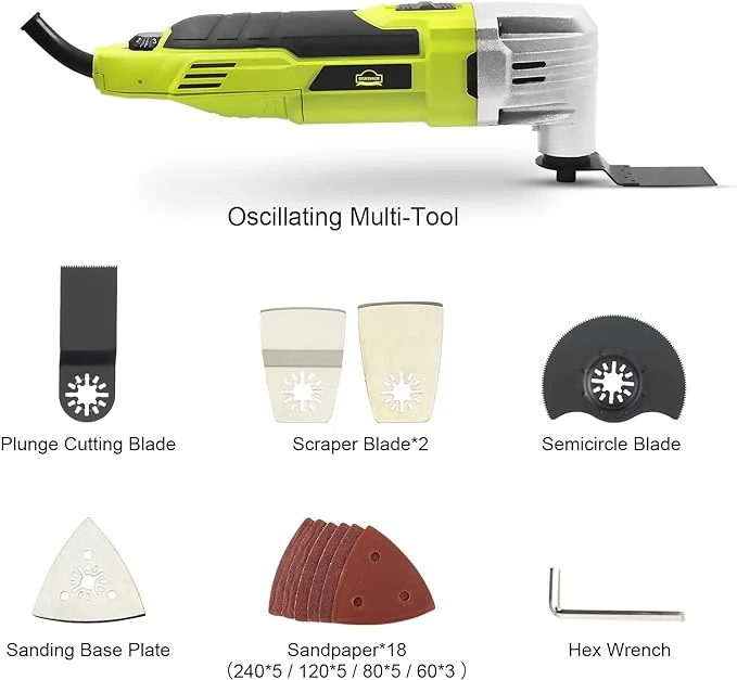 Oscillating Multi-Tool, DEWINNER 300W, 0-23000OPM, with Accessory Set Kit with Saw Blade Cutting Polishing,Sanding Paper,Multi-Function Purpose