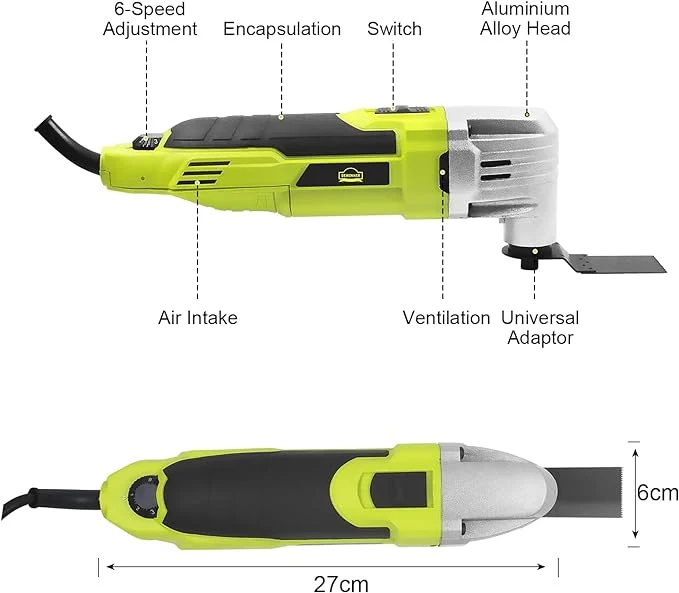 Oscillating Multi-Tool, DEWINNER 300W, 0-23000OPM, with Accessory Set Kit with Saw Blade Cutting Polishing,Sanding Paper,Multi-Function Purpose