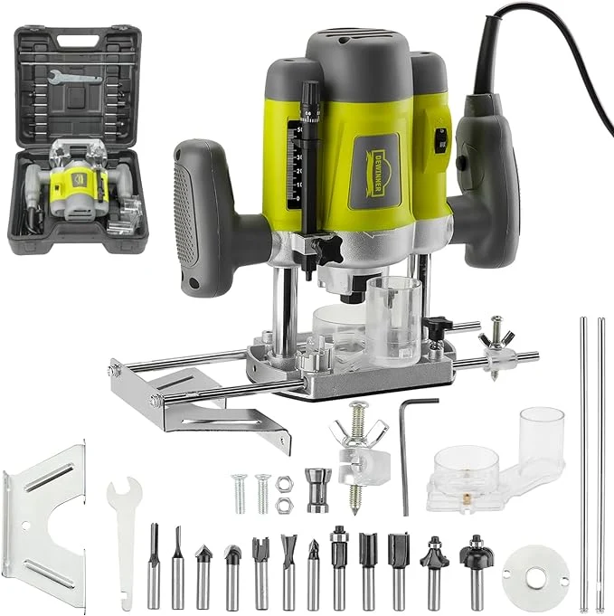 Electronic Wood Router 240V, DEWINNER Laminate Wood Working Joiners Tool, Compact Router with Trimmer Base DE-60082BMC