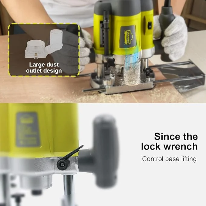 Electronic Wood Router 240V, DEWINNER Laminate Wood Working Joiners Tool, Compact Router with Trimmer Base DE-60082BMC