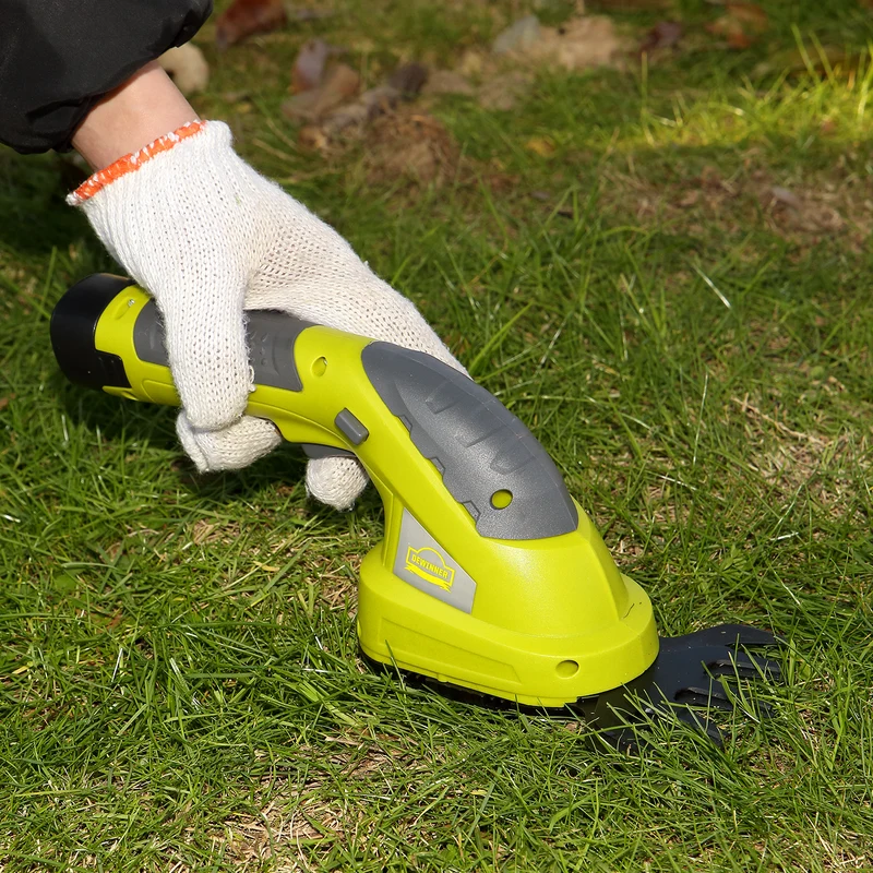 DEWINNER 2in1 Grass Shear & Hedge Trimmer with 7.2V Rechargeable Lithium-Ion Battery, Edging and Shrub Shear, 2 Interchangeable Blades, Lightweight, Garden Cutting Edge Trimmer, Pruner - Handheld