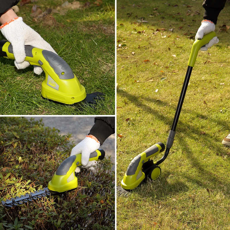 DEWINNER 2in1 Grass Shear & Hedge Trimmer with 7.2V Rechargeable Lithium-Ion Battery, Edging and Shrub Shear, 2 Interchangeable Blades, Lightweight, Garden Cutting Edge Trimmer, Pruner - Handheld
