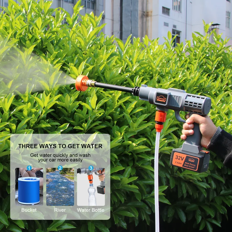 DEWINNER 32V Cordless Hydroshot 700PSI Portable Pressure Cleaner Kit with 1 Batteries，5-in-1 Adjustable Nozzle Suitable for Washing Cars/Fences/Siding