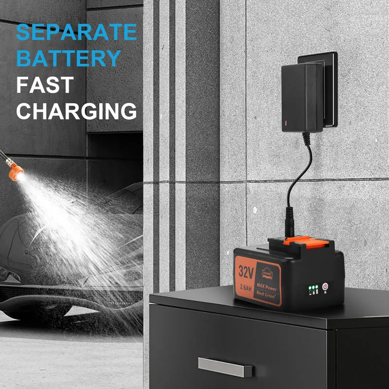 DEWINNER 32V Cordless Hydroshot 700PSI Portable Pressure Cleaner Kit with 1 Batteries，5-in-1 Adjustable Nozzle Suitable for Washing Cars/Fences/Siding