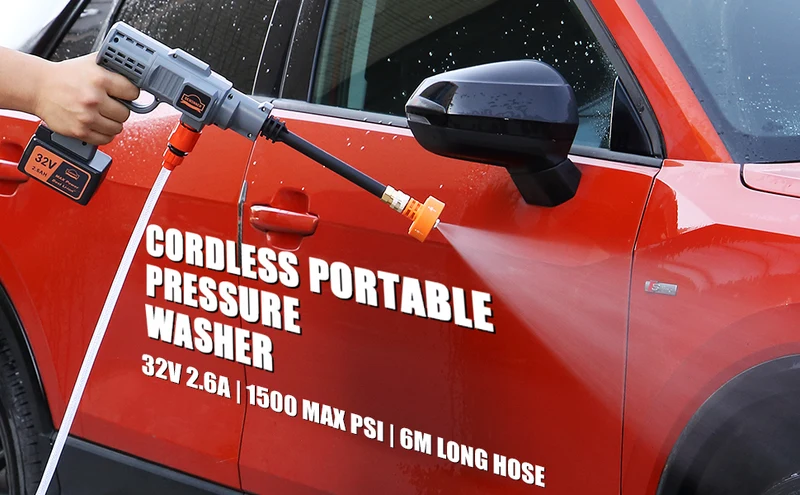 DEWINNER 32V Cordless Hydroshot 700PSI Portable Pressure Cleaner Kit with 1 Batteries，5-in-1 Adjustable Nozzle Suitable for Washing Cars/Fences/Siding
