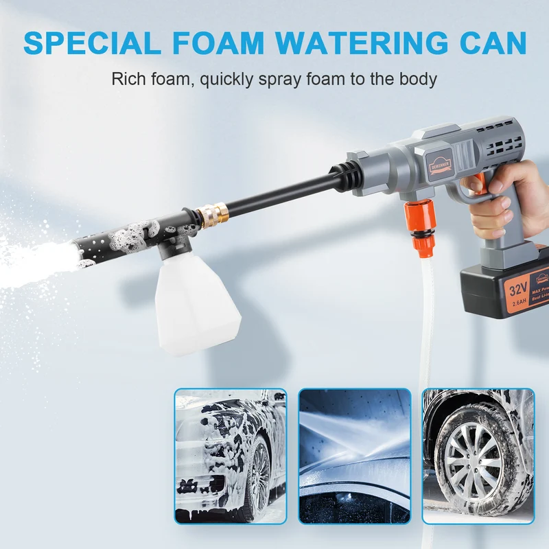 DEWINNER 32V Cordless Hydroshot 700PSI Portable Pressure Cleaner Kit with 1 Batteries，5-in-1 Adjustable Nozzle Suitable for Washing Cars/Fences/Siding