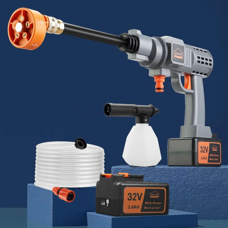 DEWINNER 32V Cordless Hydroshot 700PSI Portable Pressure Cleaner Kit with 1 Batteries，5-in-1 Adjustable Nozzle Suitable for Washing Cars/Fences/Siding