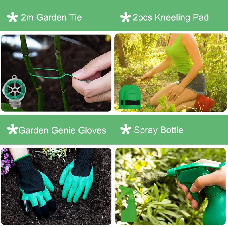 DEWINNER Garden Tool Set, Hand Tool Gift Kit, Outdoor Gardening transplanting for Gardener, with heavy duty hold bag for storage