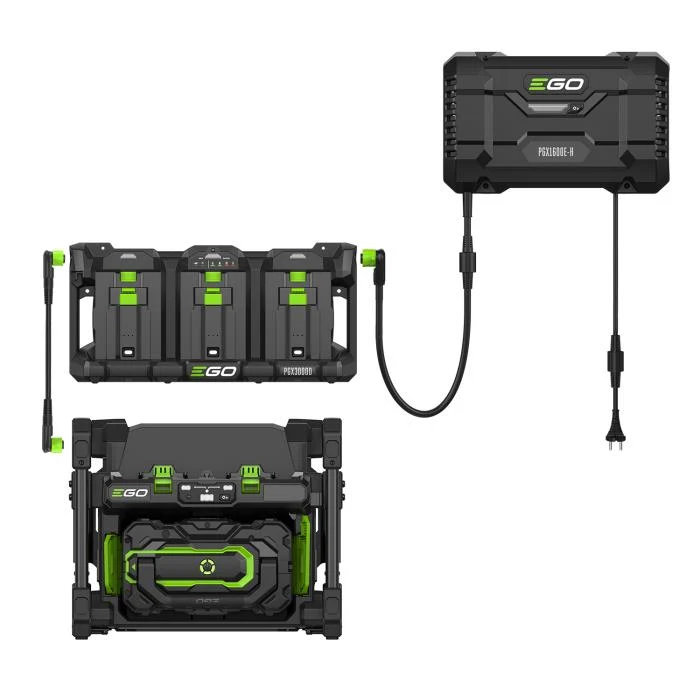 Ego Power PGX1602E-H Kit Ricarica PRO con caricabatterie 1600W - Batteria 40Ah - Accumulatore a 2 slot - Portabatterie da 3 slot