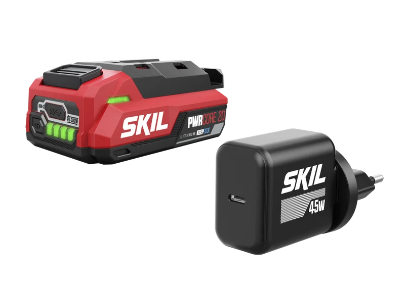 SKIL Kit Batteria «20V Max» da 2,0 Ah USB-C PWRASSIST™ e caricatore da 45W USB-C PD 3143 AA Cod. BM 067810