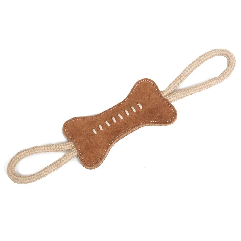 Gioco per cani osso in cuoio e juta