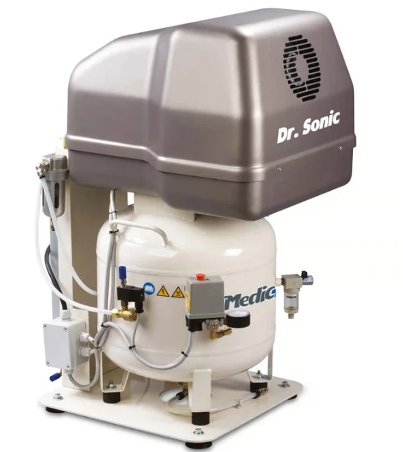Medicair Dr.Sonic 320-50V-ES-3M compressore senza olio con essiccatore per laboratori dentistici e odontotecnici , 50 litri 220V 8 Bar