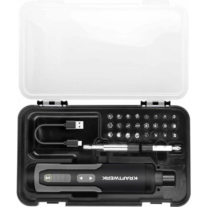 Kraftwerk 403.400.000 – Set cacciavite a batteria 3,6V con inserti per avvitatura