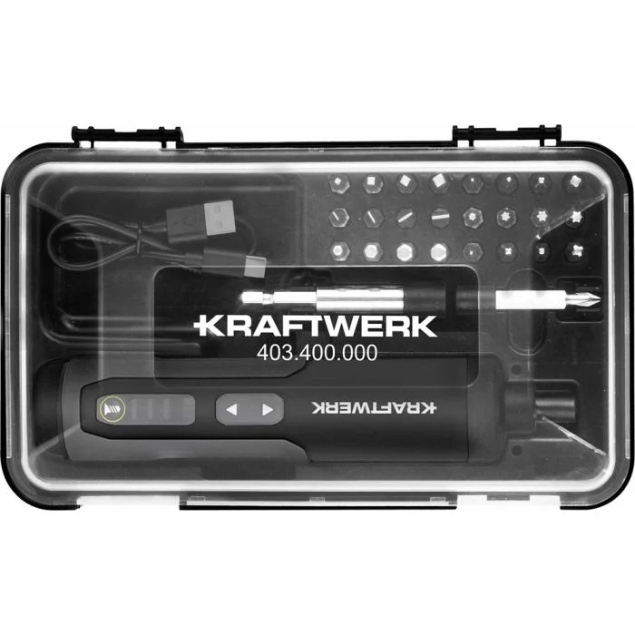 Kraftwerk 403.400.000 – Set cacciavite a batteria 3,6V con inserti per avvitatura