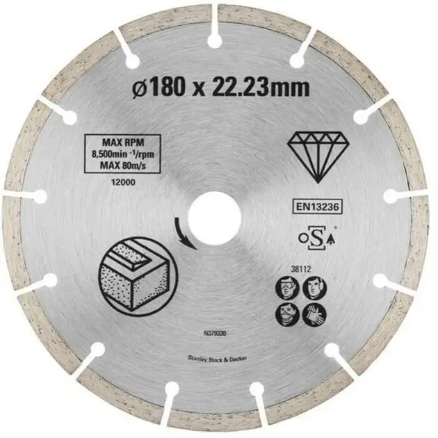 Stanley STA38107-XJ - Disco da taglio diamantato per cemento 125x22,2 mm