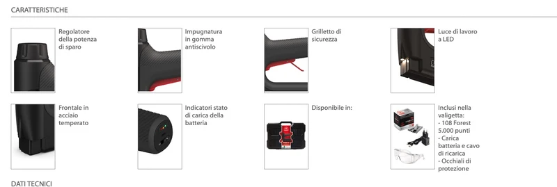 Romeo Maestri Rocamatica 114 - Fissatrice a batteria ricaricabile USB - 3,7V 2,0Ah - graffette 110 mm
