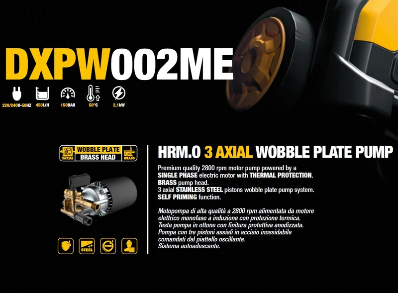 DeWALT 15010 Idropulitrice Alta Pressione DXPW002ME (2100 W, 150 bar, 450 lh)