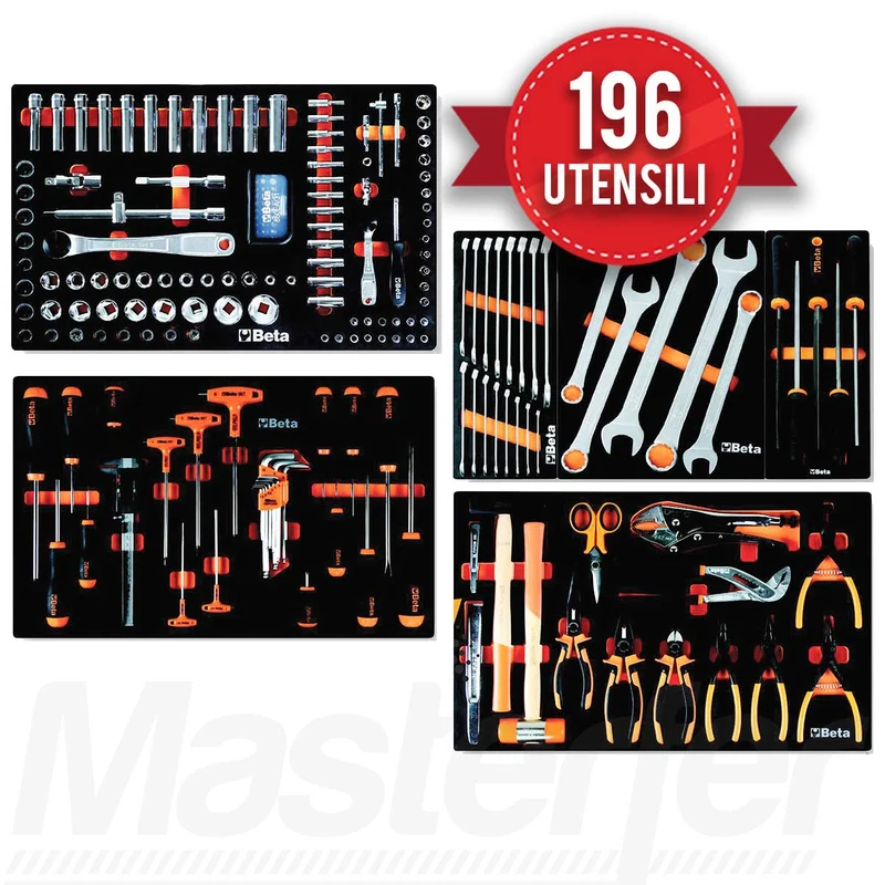 Carrello portautensili BETA EASY + Assortimento 196 utensili beta INDUSTRIA C24E/VO