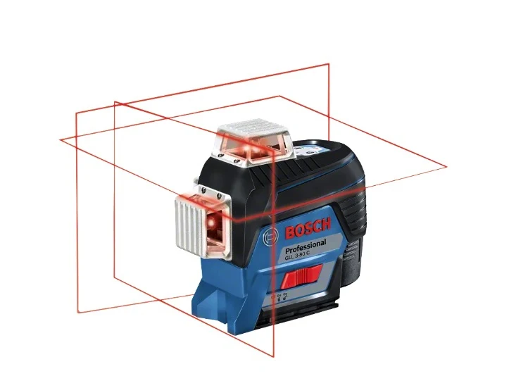 Bosch GLL 3-80 C Professional - Livella laser a linee a 360° - 1 x 12V + Valigetta + Mirino + Ricevitore