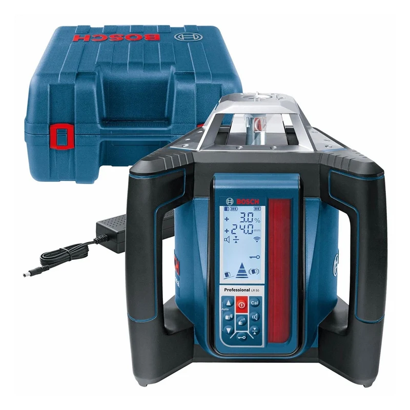 Livella laser rotante Bosch GRL 500 HV + LR 50, completa di treppiede e asta metrica
