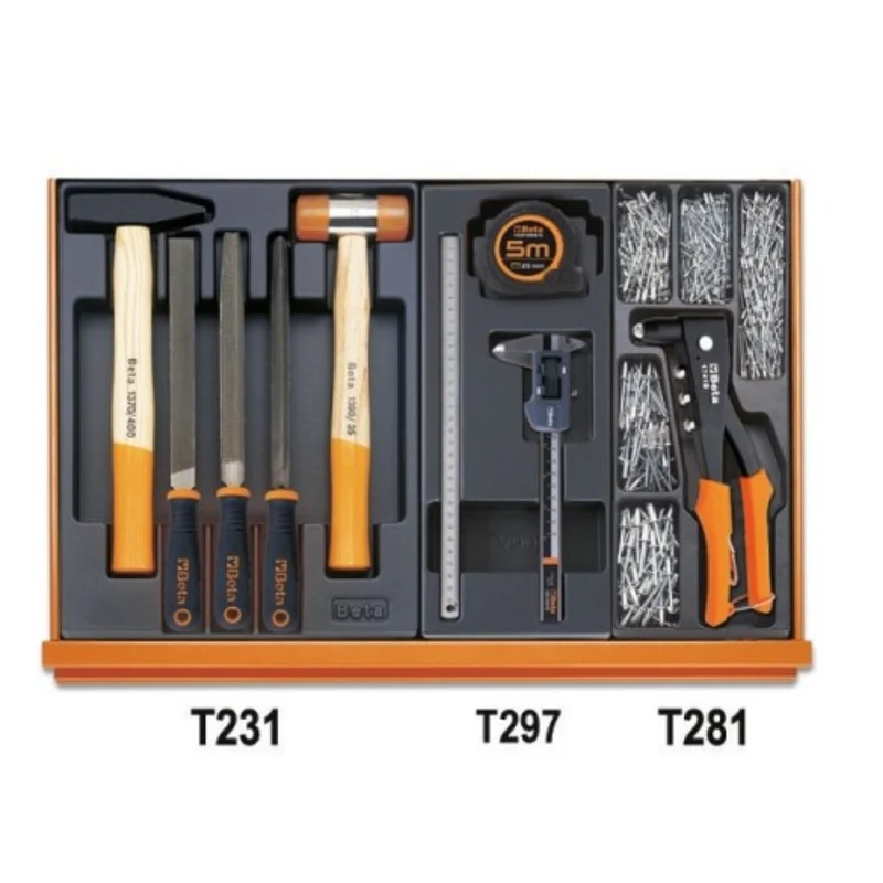 Beta 5904VI3T Assortimento di 144 utensili per manutenzioni industriali in termoformato rigido in ABS