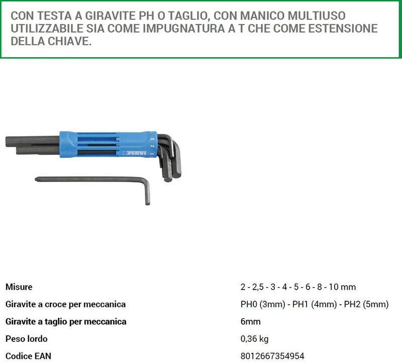 Fervi 0558/GE Serie di chiavi esagonali