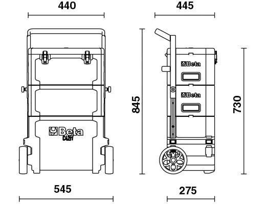 Beta C42H - Trolley portautensili a 3 moduli sovrapponibili
