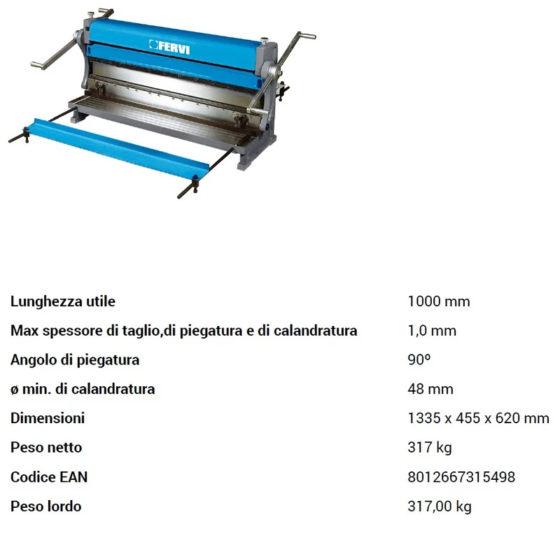 Fervi 0334/1000 - Calandra cesoia piegatrice