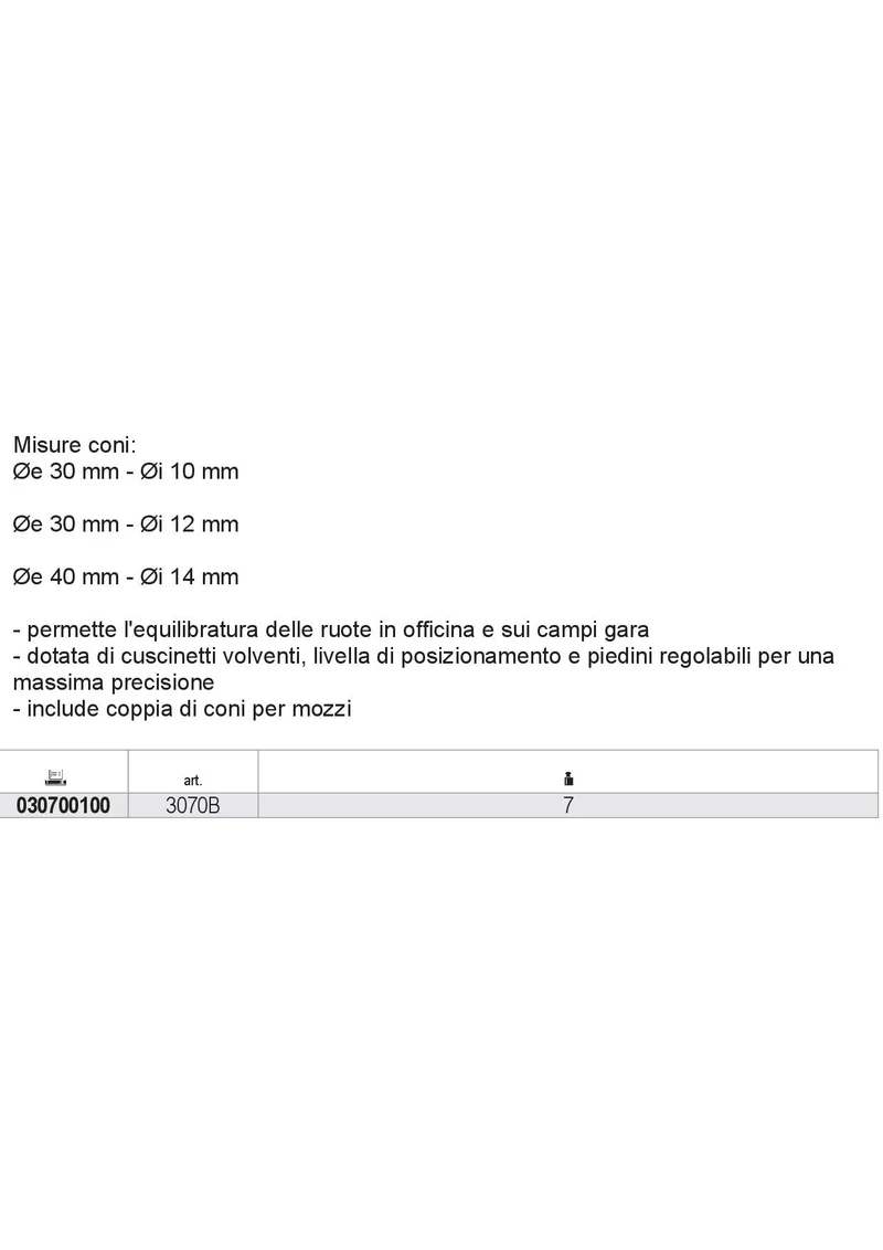 Beta 3070B - Equilibratrice statica manuale