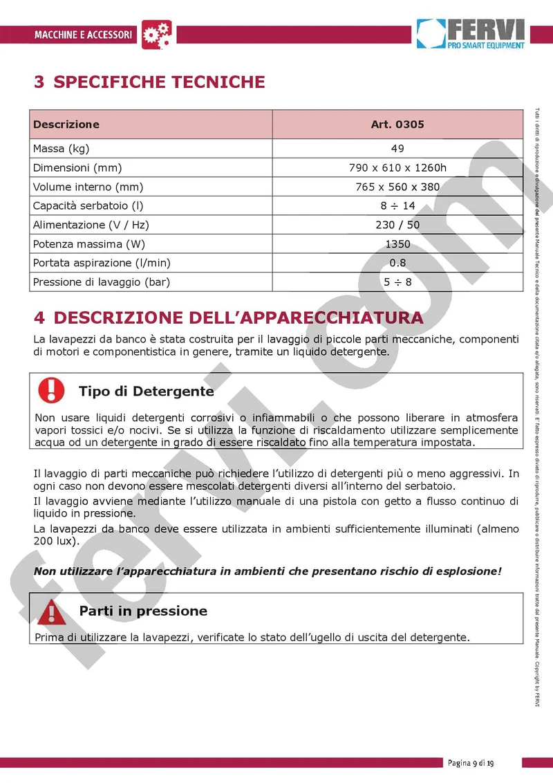 Fervi 0305 - Lavapezzi ad acqua calda