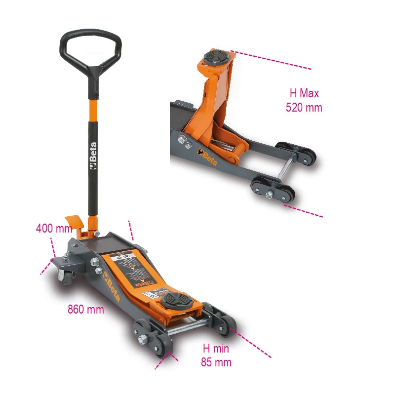 Beta 3030/2T - Sollevatore idraulico cric ribassato 2 t a 6 ruote con OMAGGIO