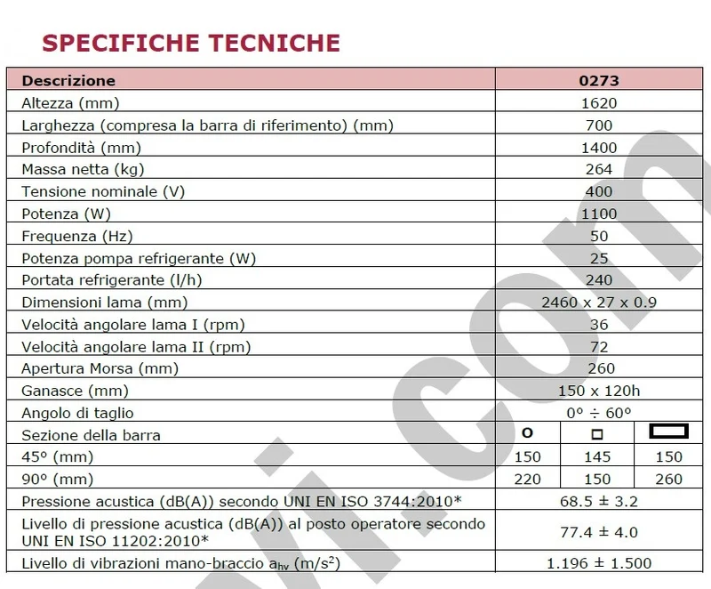 Fervi 0273 - Segatrice a nastro con discesa manuale o idraulica