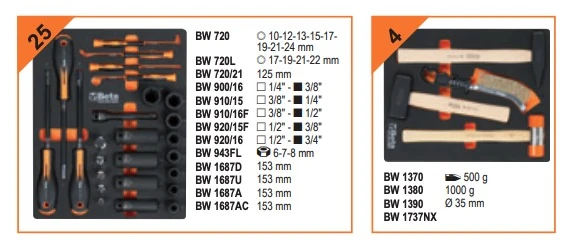 Beta BW 2400S XL9/E-XL - Carrello porta attrezzi a 9 cassetti completo di 487 utensili - arancione