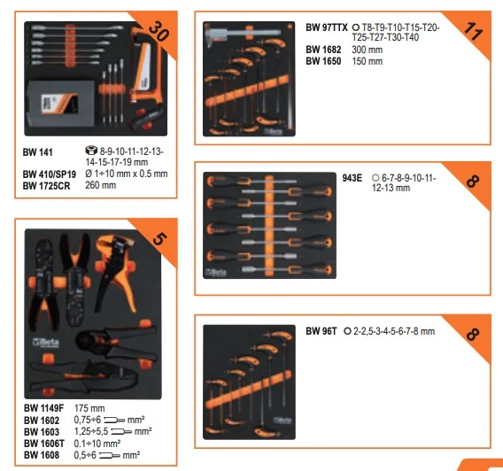 Beta BW 2400S XL9/E-XL - Carrello porta attrezzi a 9 cassetti completo di 487 utensili - arancione