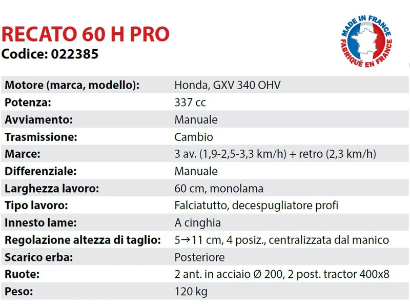Falciatutto Disboscatore Motore Honda 022385 ROQUES ET LECOEUR RECATO 60 H PRO , RAGGIO ZERO