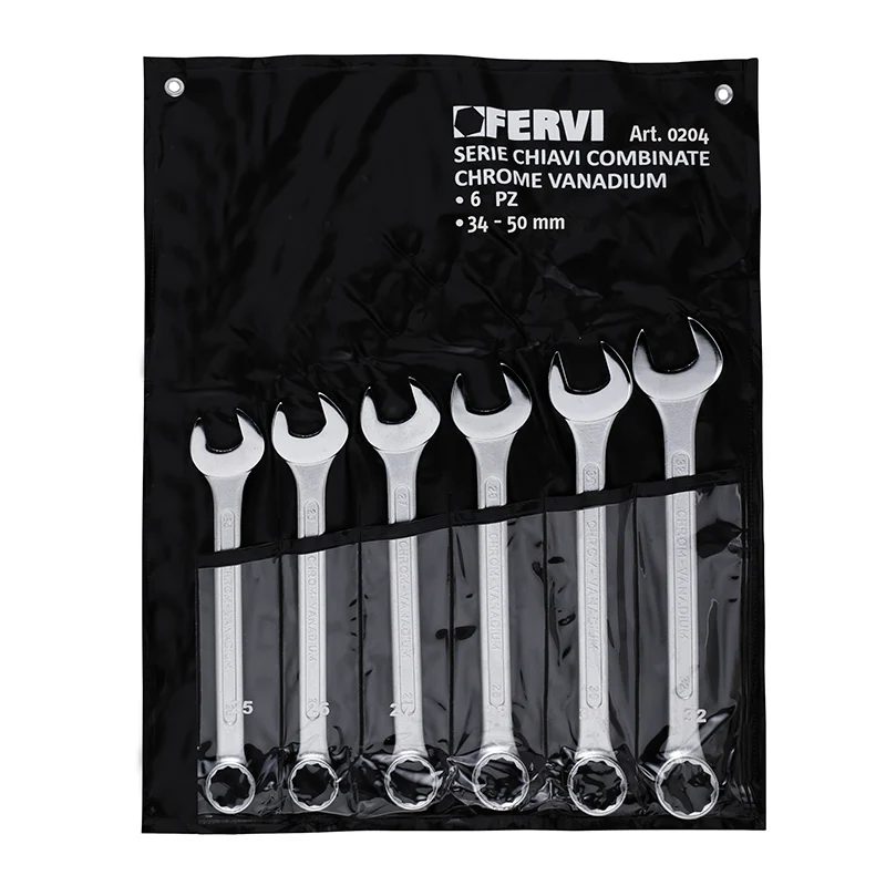 Fervi 0204 - Serie chiavi combinate cromate, lucidate a specchio