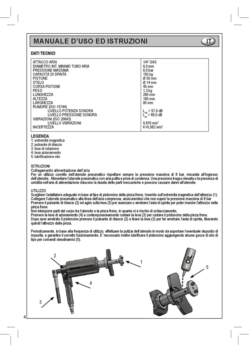 Beta 1471M/C22 - Utensile pneumatico per arretrare e ruotare i pistoncini dei fr