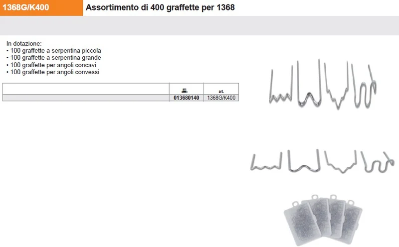 Beta 1368G/K400 - Assortimento di 400 graffette per 1368