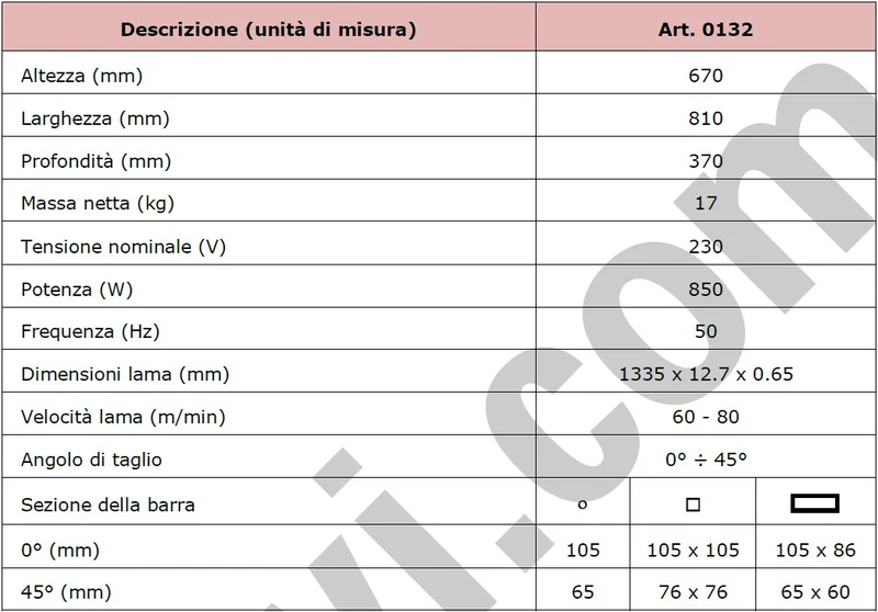 Fervi 0132 - Segatrice a nastro per metalli