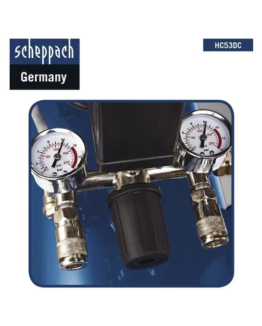 Scheppach HC53DC - Compressore aria 50 lt lubrificato portatile bicilindrico a V