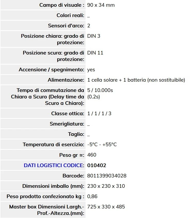 Deca WM24 Maschera Auto-Oscurante Din 11 MMA-MIG-TIG