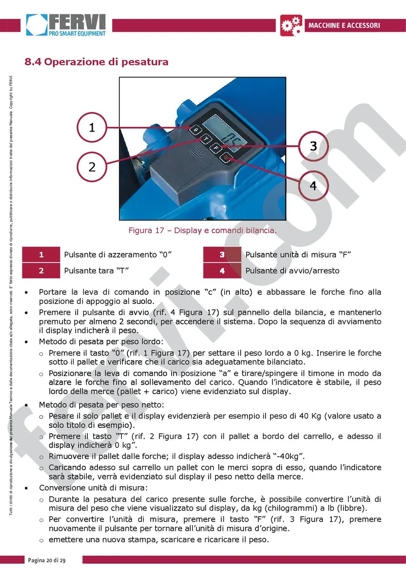 Fervi 0068L - 2000 kg Transpallet con bilancia