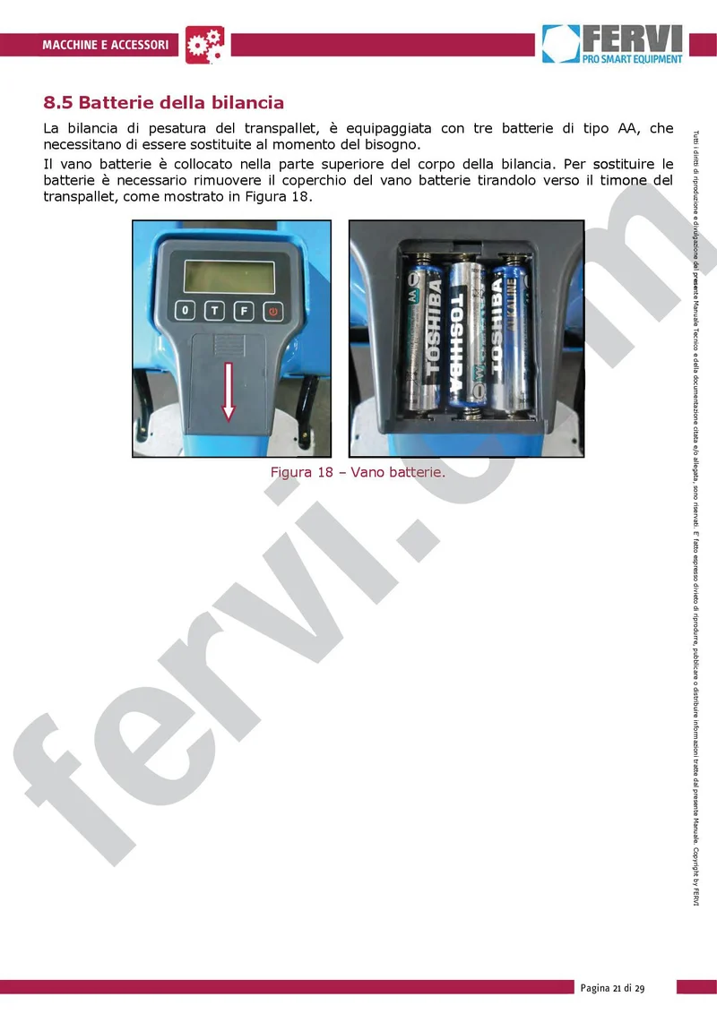 Fervi 0068L - 2000 kg Transpallet con bilancia