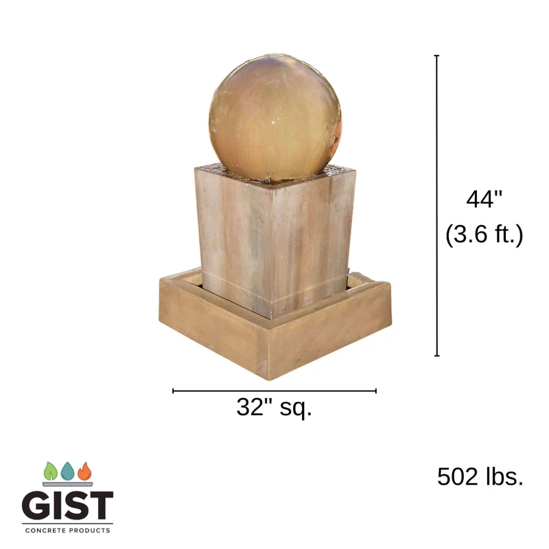 Obtuse Pedestal and Ball Concrete Fountain - GIST Fountains