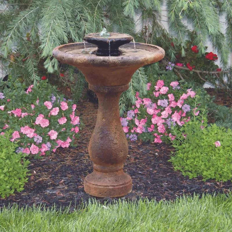 Chelsea 2-Tier Concrete Fountain w/Lights - Massarellis #3708