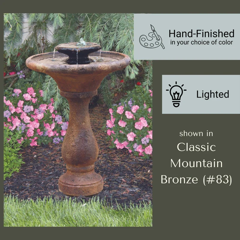 Chelsea 2-Tier Concrete Fountain w/Lights - Massarellis #3708