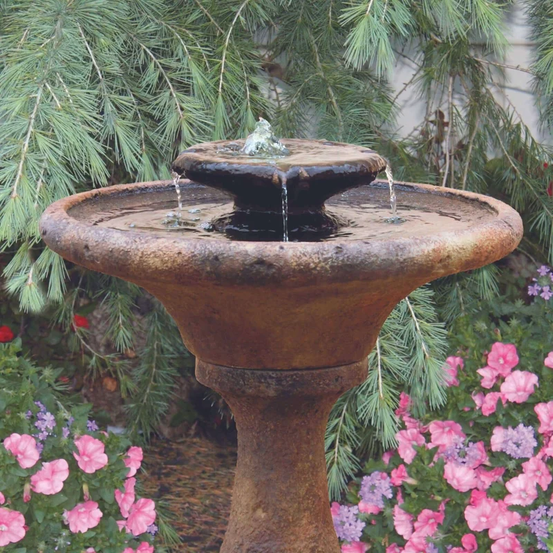 Chelsea 2-Tier Concrete Fountain w/Lights - Massarellis #3708