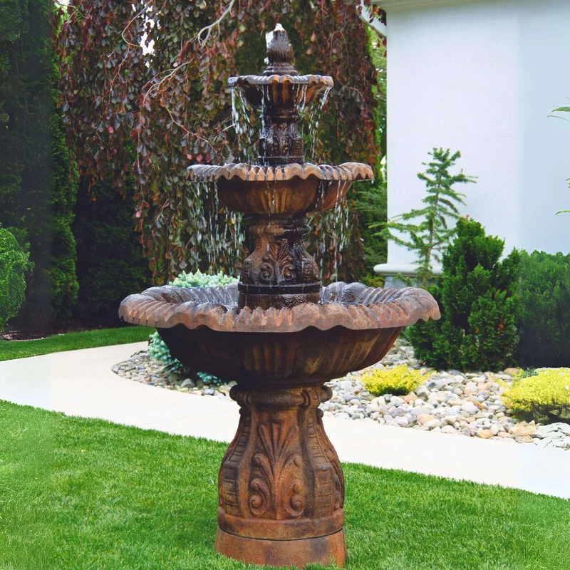 Calabria 3-Tier Concrete Fountain - Massarellis #3767
