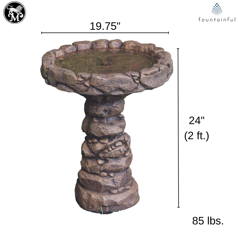 Quiet Reflections 1-Piece Concrete Bird Bath - Massarellis #9747